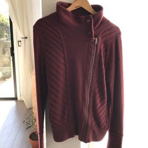 Athleta Mission Moto Zip Wool Sweater